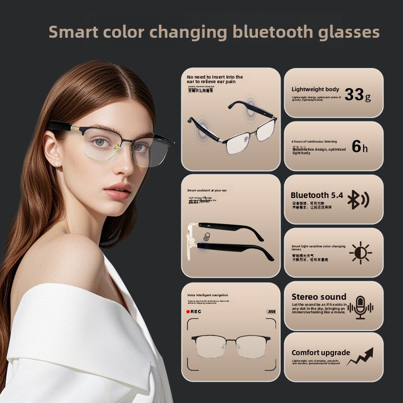 Gafas Inteligentes con Traducción IA en Tiempo Real - Bluetooth, Música y Llamadas